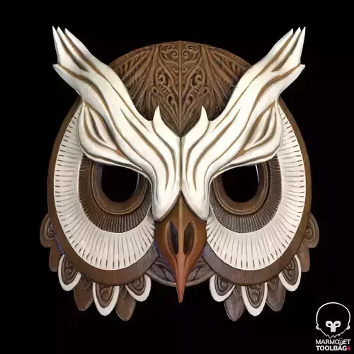 Wooden Owl Mask Pbr