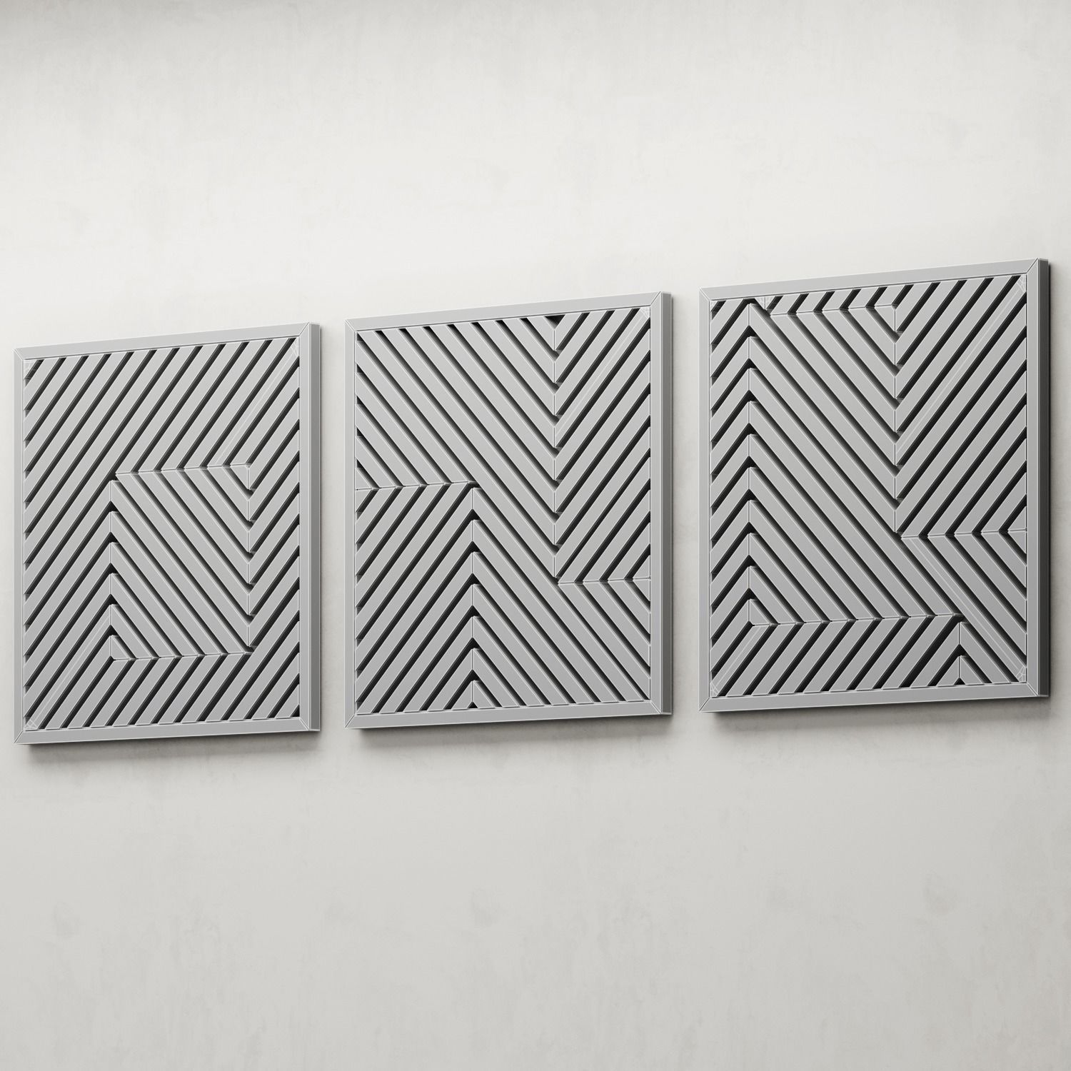 Large Geometric Wooden Wall Hanging Set 3D model_5