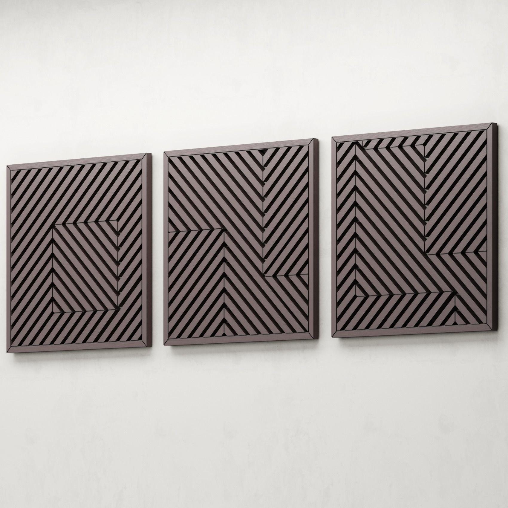 Large Geometric Wooden Wall Hanging Set 3D model_3