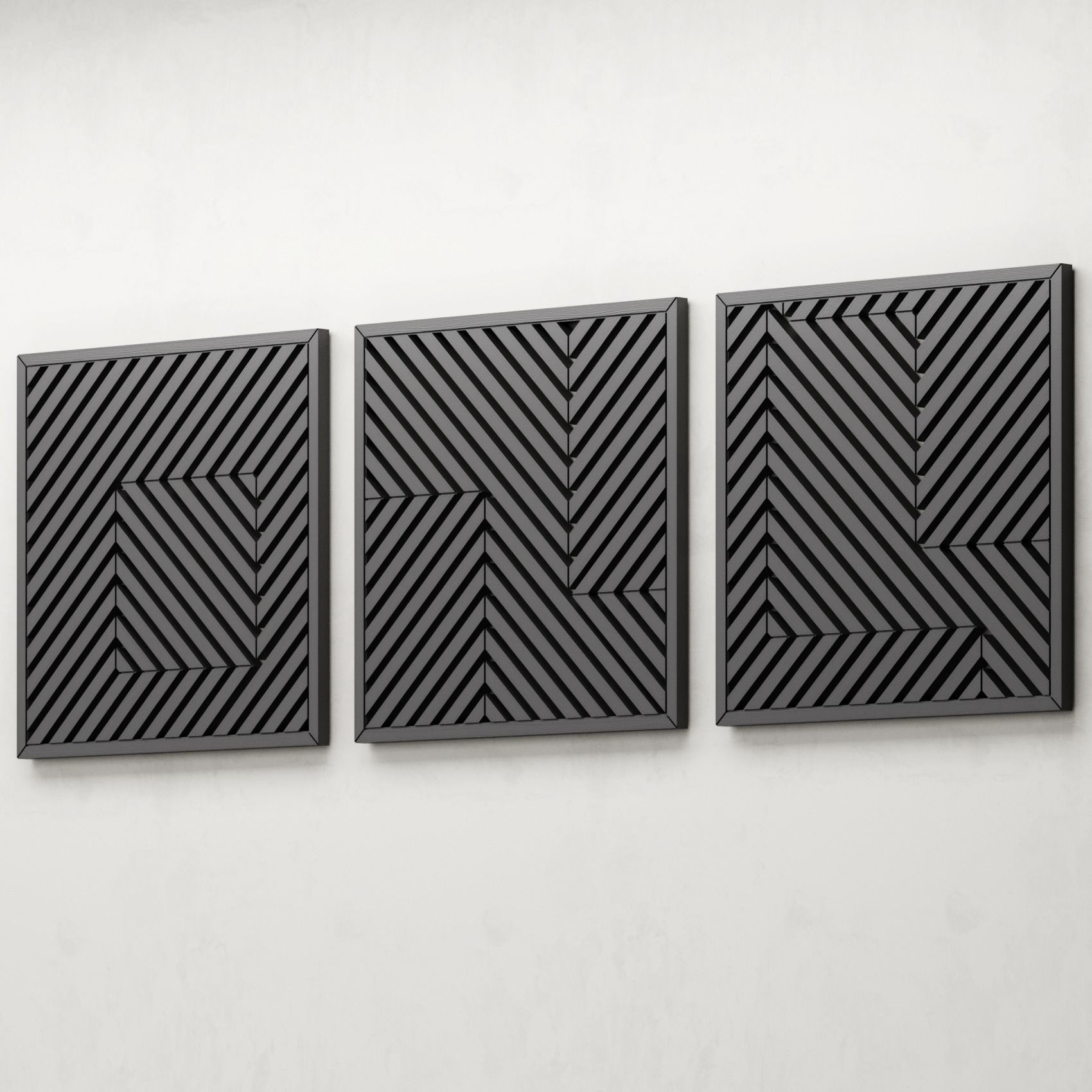 Large Geometric Wooden Wall Hanging Set 3D model_2