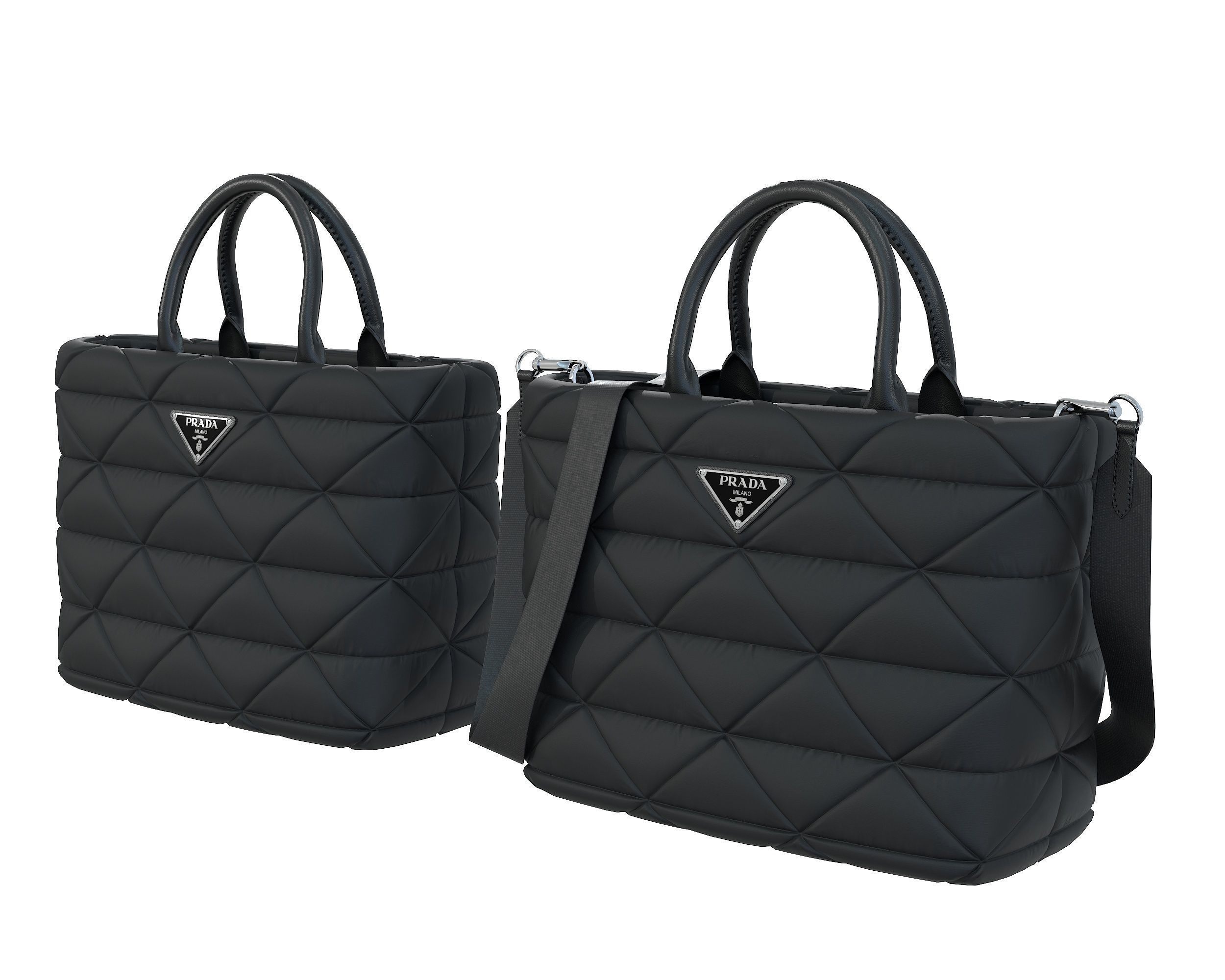 Prada Small Re-Nylon Padded Tote Bag Low-poly 3D model_2