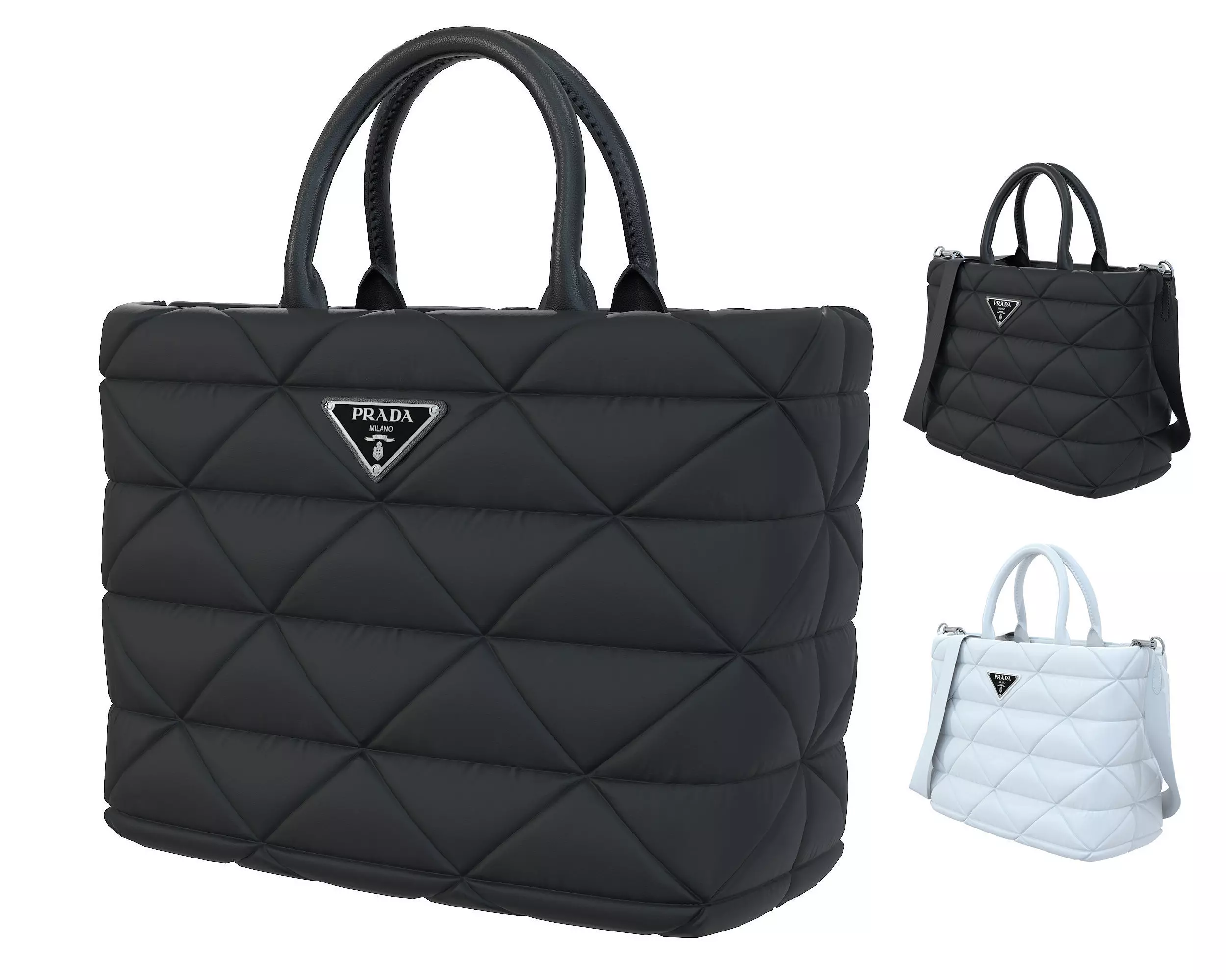 Prada Small Re-Nylon Padded Tote Bag Low-poly 3D model_0