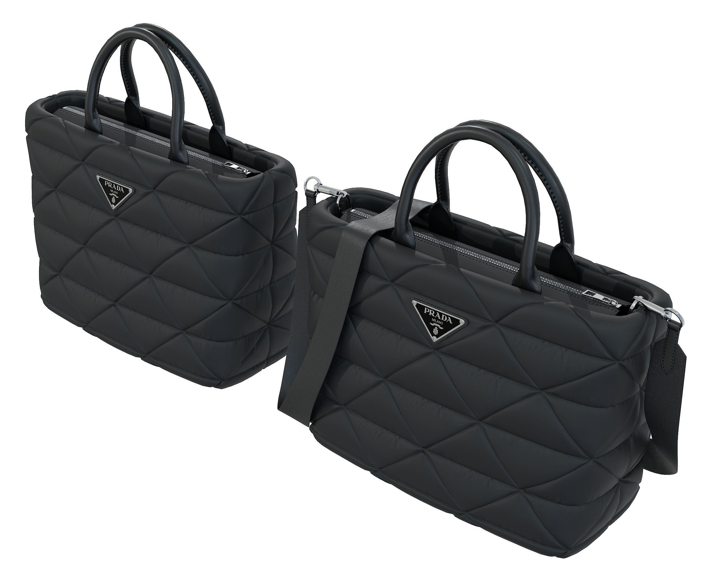 Prada Small Re-Nylon Padded Tote Bag Low-poly 3D model_8