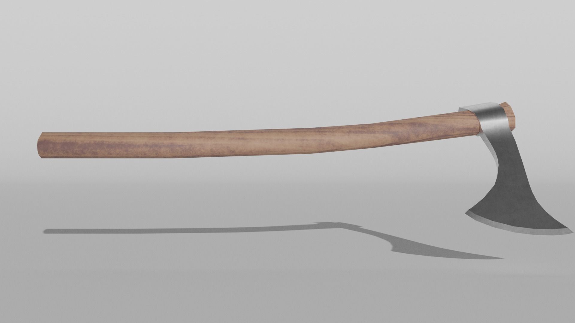 Francisca axe with wooden handle Low-poly 3D model_1