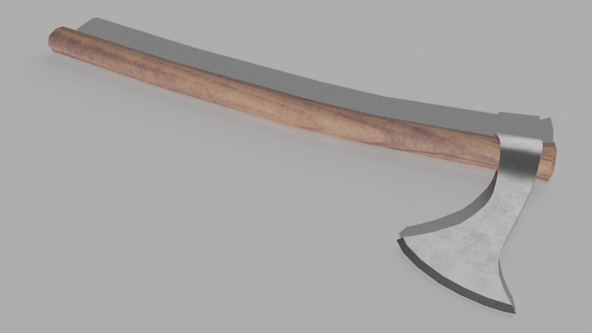 Francisca axe with wooden handle Low-poly 3D model_5