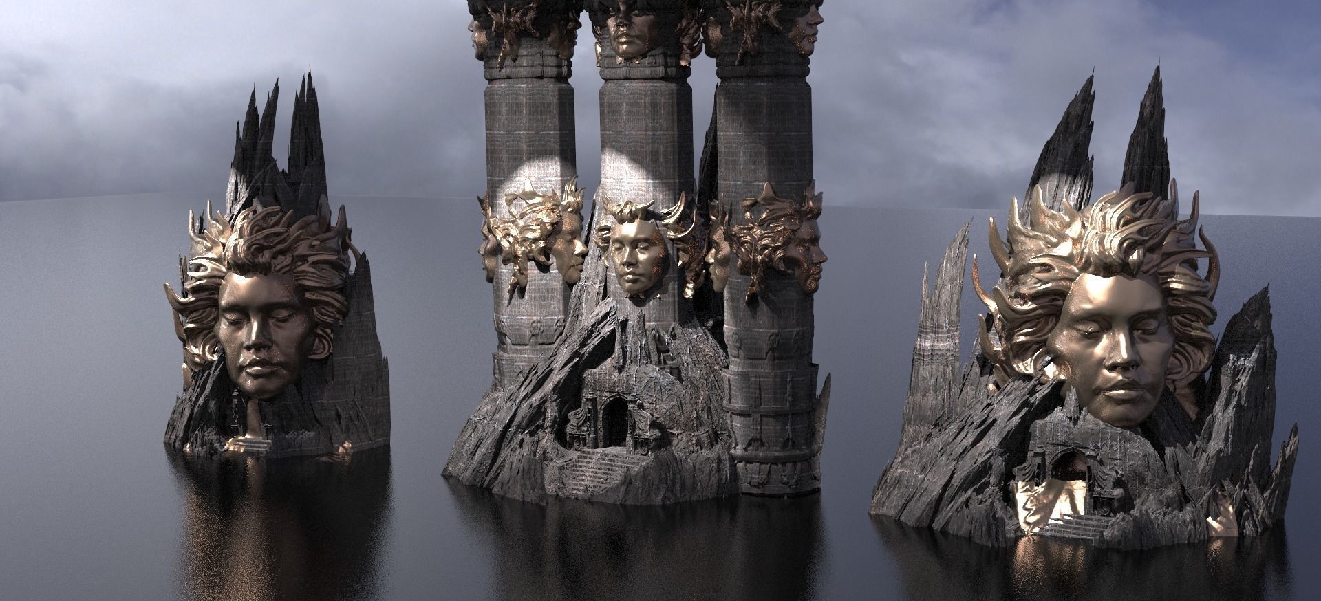 Fallen Angel Mountain Statue Kit bash 3  3D model_2