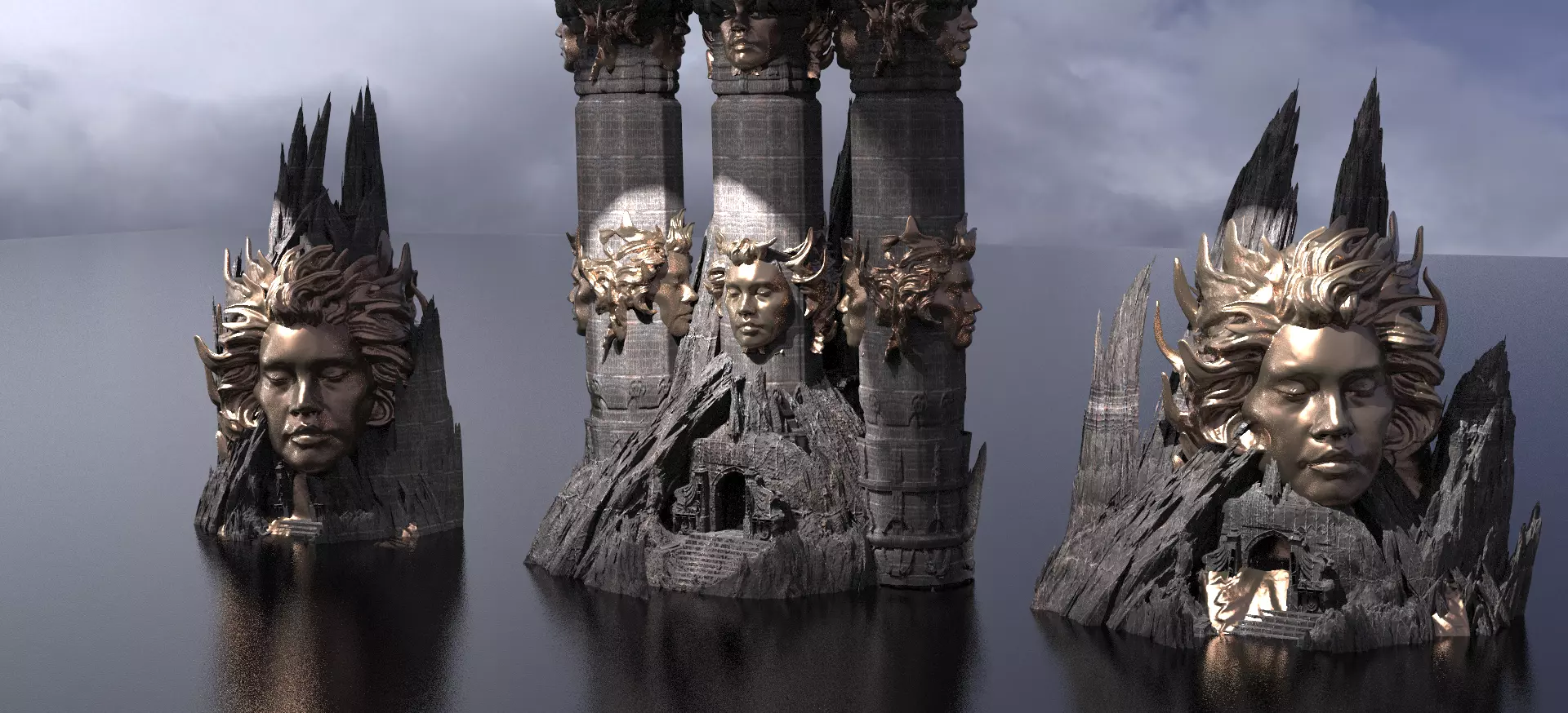 Fallen Angel Mountain Statue Kit bash 3  3D model_0