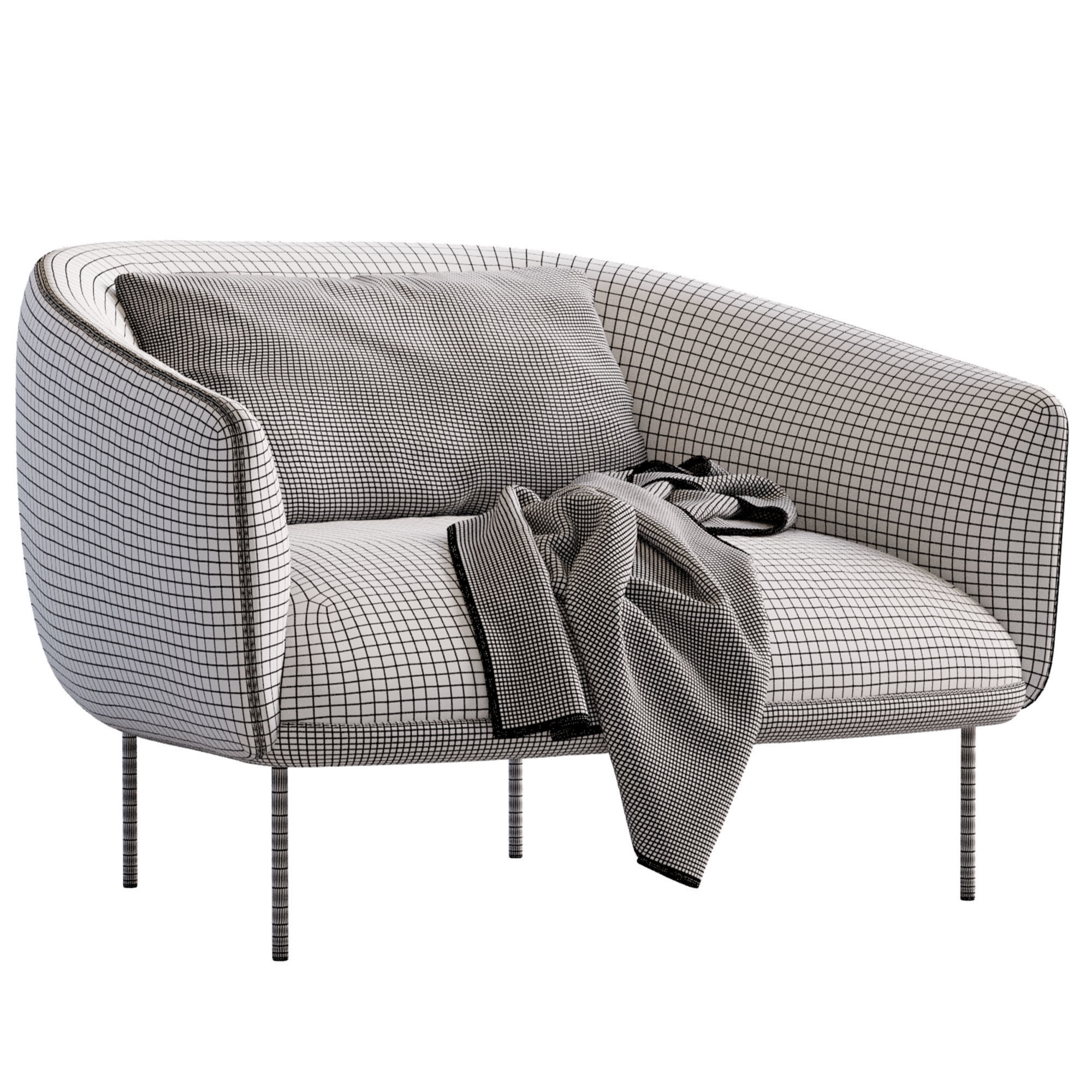 Armchair Roma By Tacchini 3D model_4