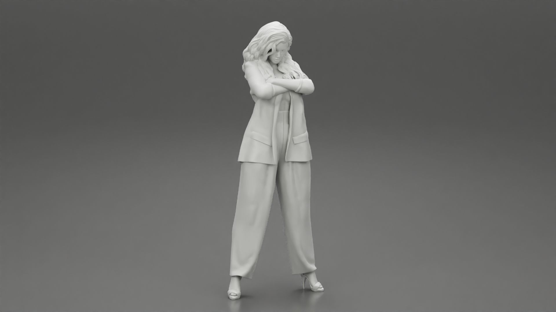 Businesswoman Standing With Crossed Hands 3D print model_7