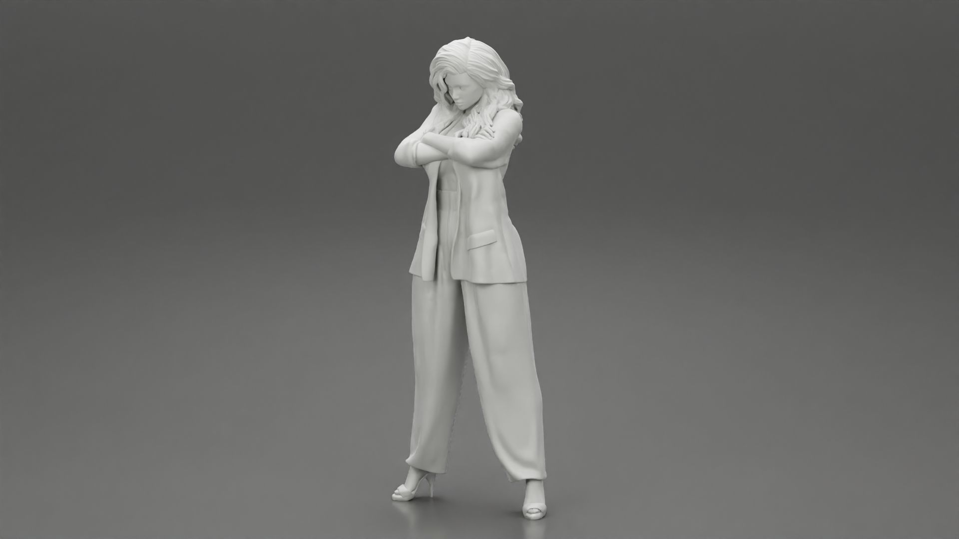 Businesswoman Standing With Crossed Hands 3D print model_6