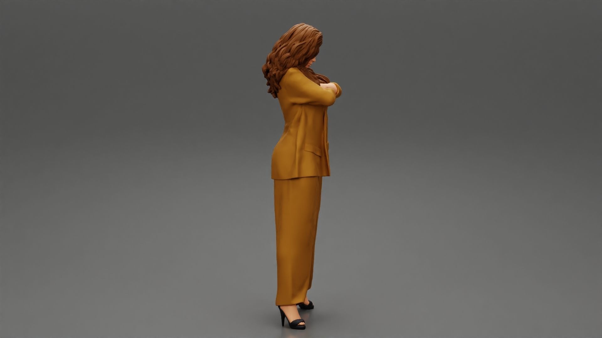 Businesswoman Standing With Crossed Hands 3D print model_2