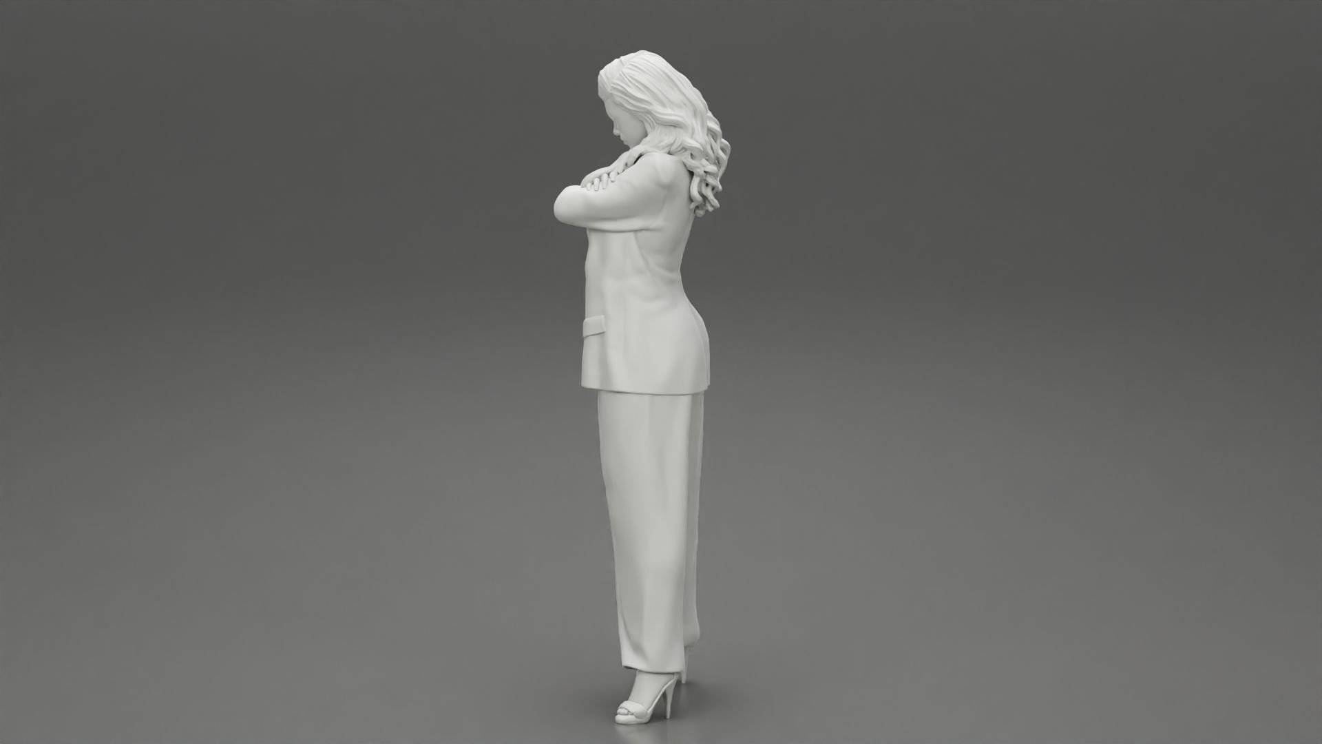 Businesswoman Standing With Crossed Hands 3D print model_11