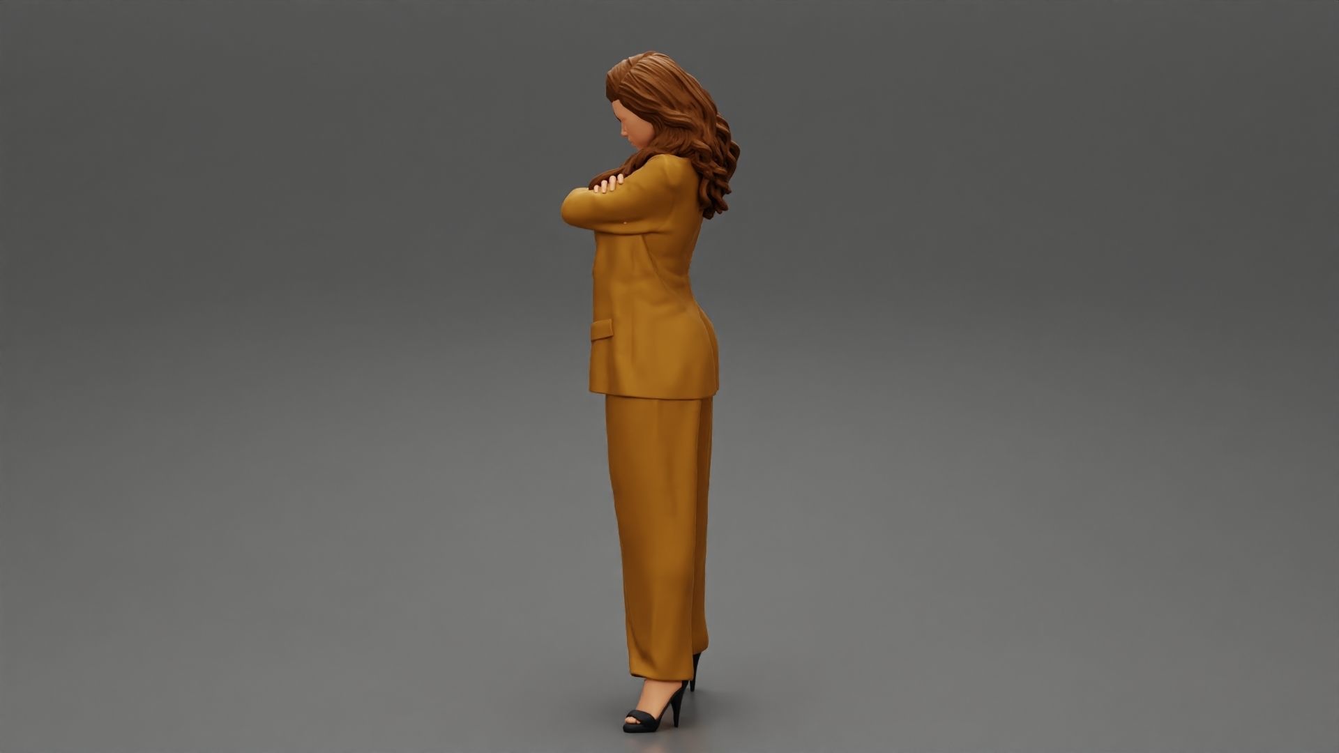 Businesswoman Standing With Crossed Hands 3D print model_5