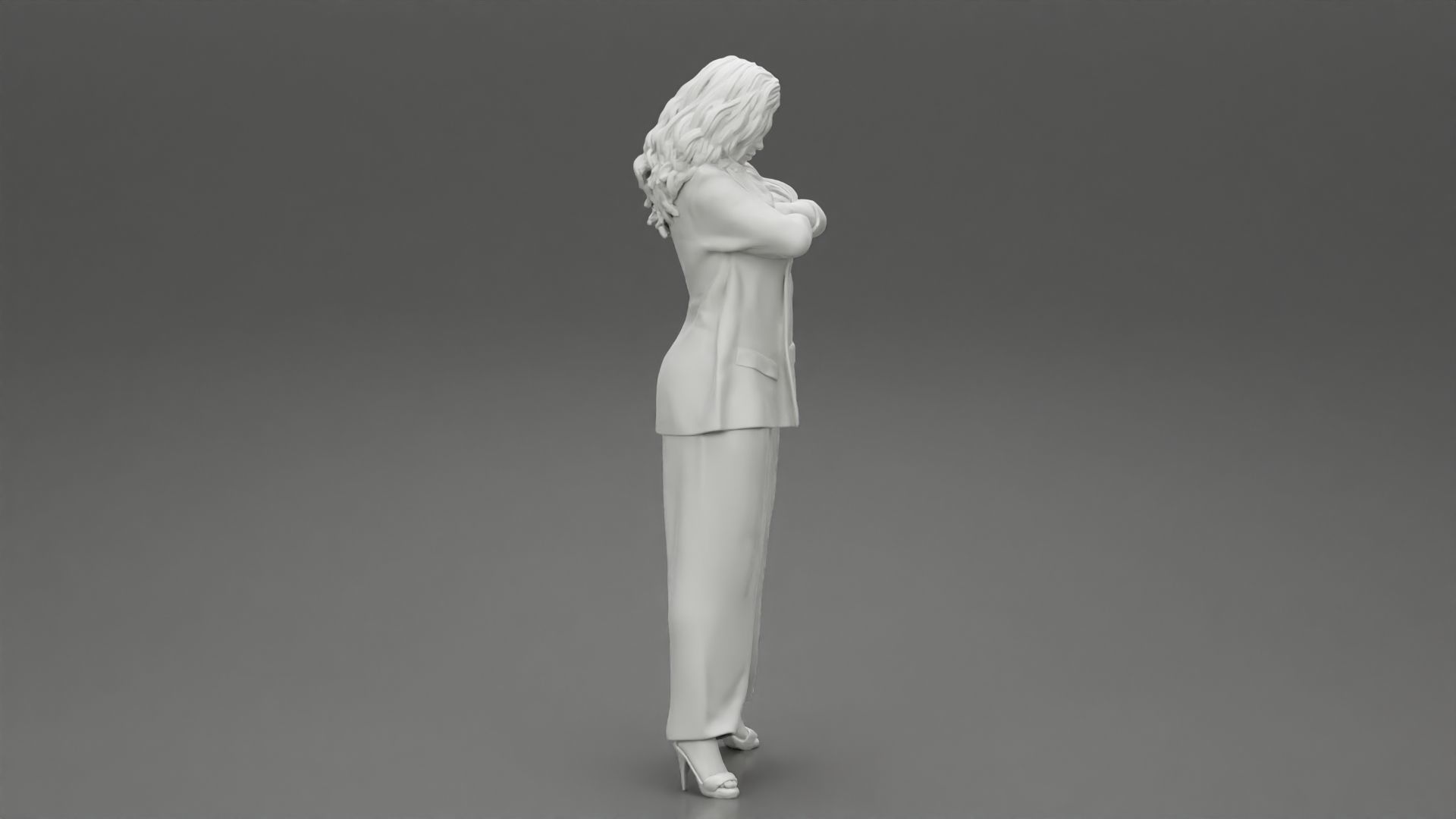 Businesswoman Standing With Crossed Hands 3D print model_8