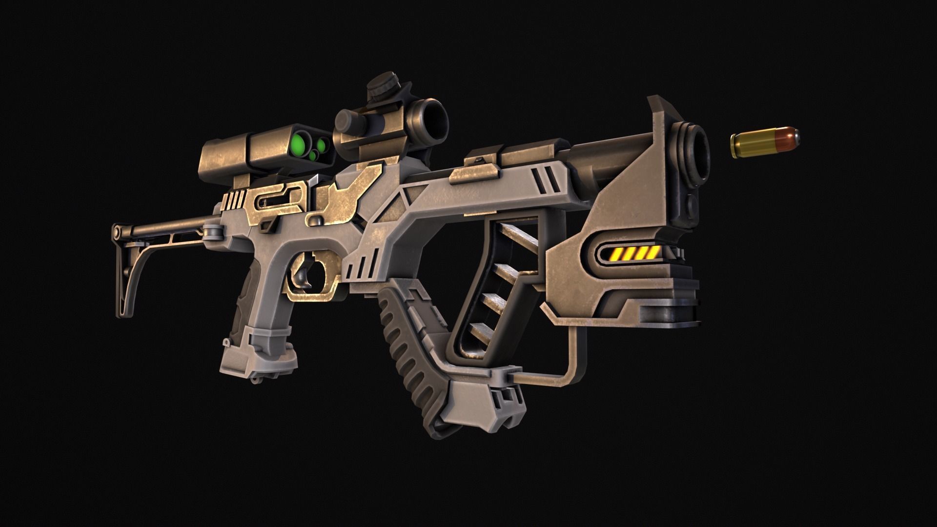 Sci-Fi Gun - Seeker 22 - Modular with Case Low-poly 3D model_3