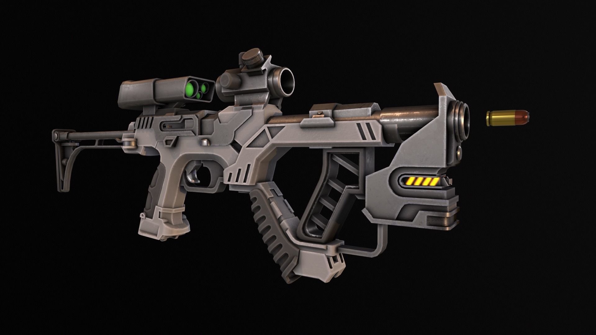 Sci-Fi Gun - Seeker 22 - Modular with Case Low-poly 3D model_2