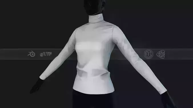 White Turtle Neck Pull Top