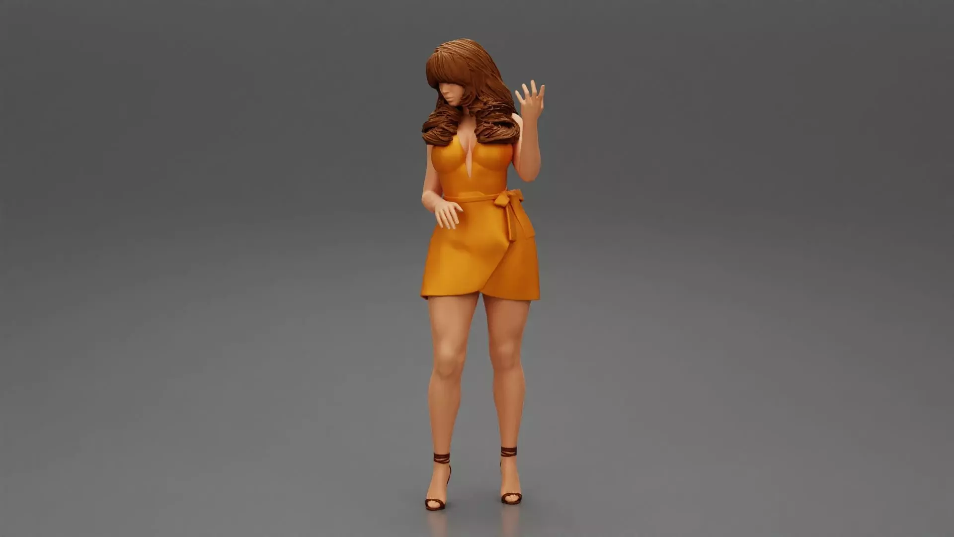 Beautiful Woman Wear Elegant Fashion Silk Dress 3D print model