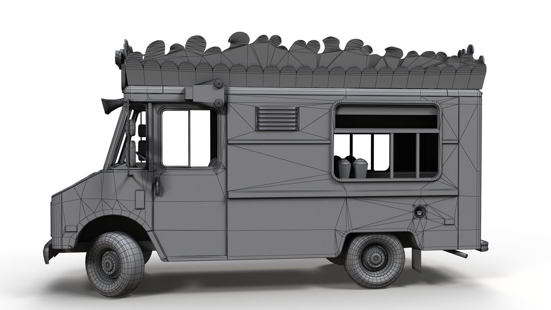 PopCorn Food Truck Low-poly 3D model_21