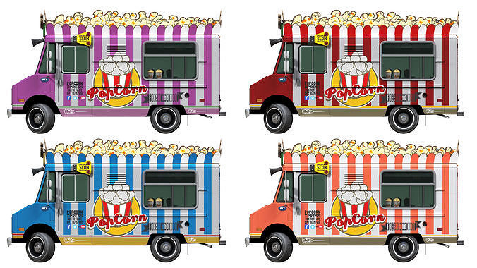PopCorn Food Truck Low-poly 3D model 2