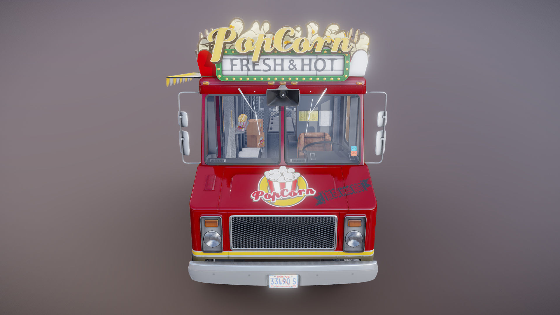 PopCorn Food Truck Low-poly 3D model_31