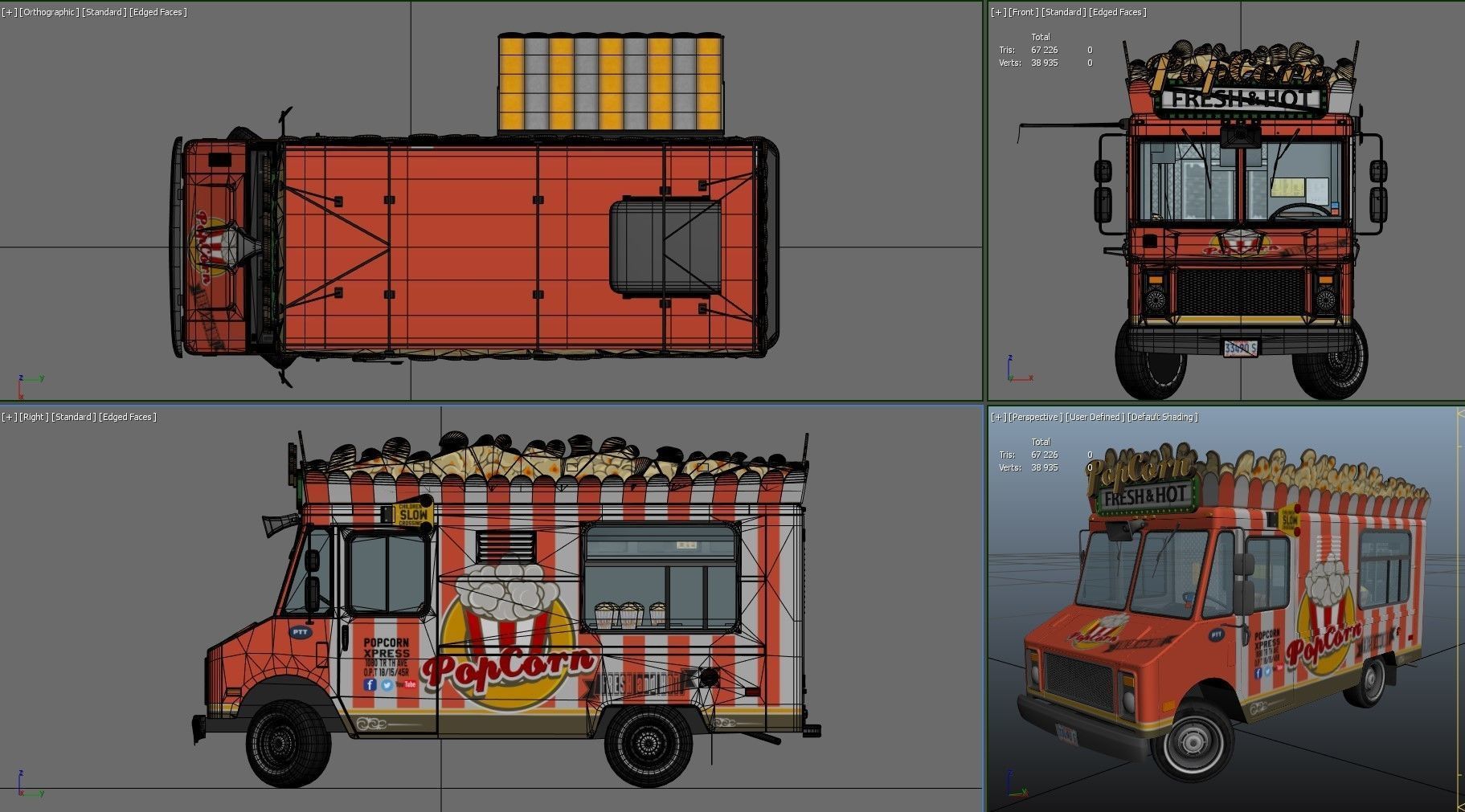 PopCorn Food Truck Low-poly 3D model_45