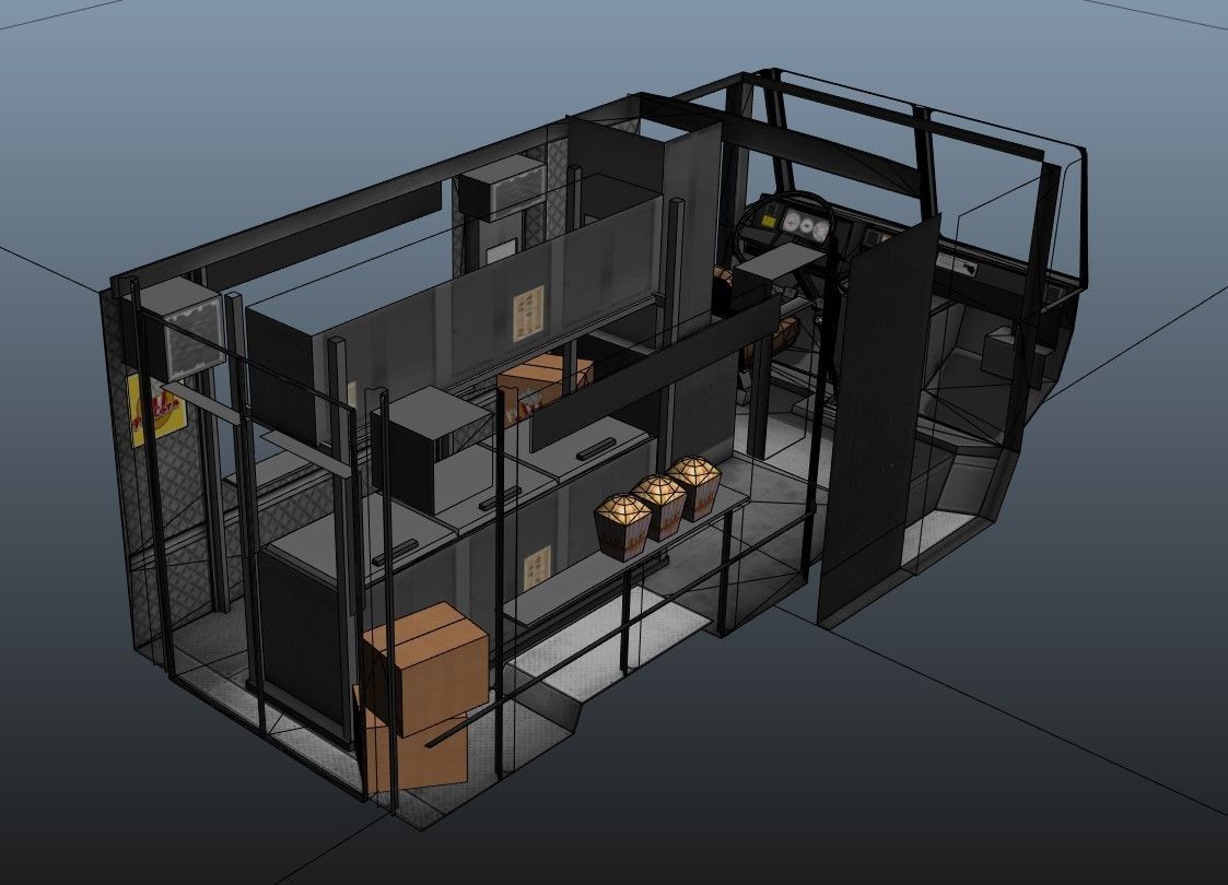 PopCorn Food Truck Low-poly 3D model_47