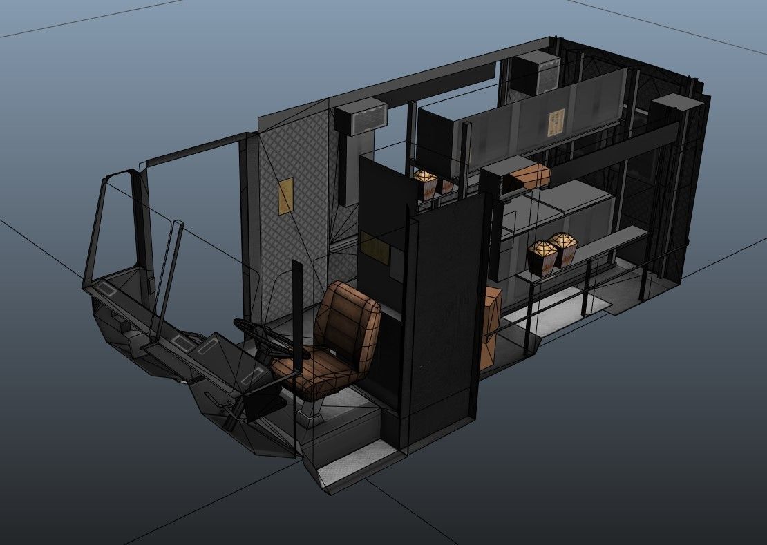 PopCorn Food Truck Low-poly 3D model_46