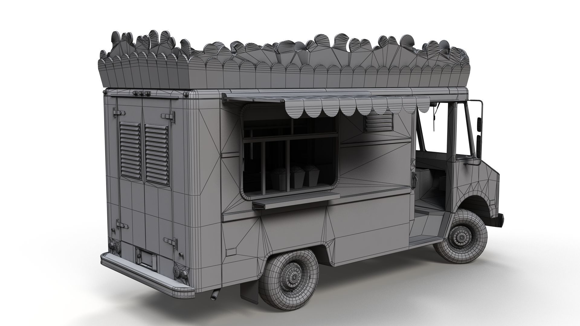 PopCorn Food Truck Low-poly 3D model_16