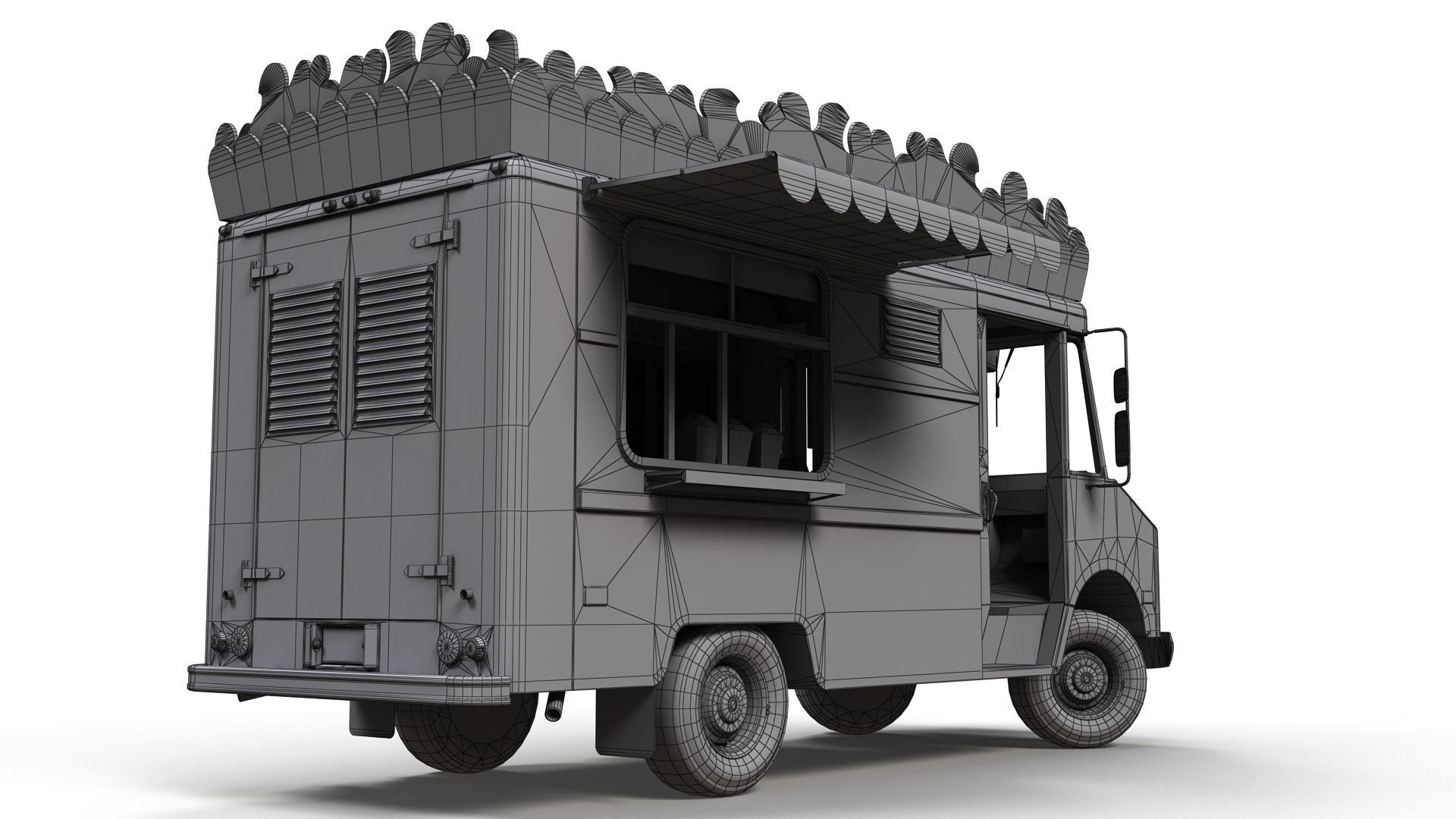 PopCorn Food Truck Low-poly 3D model_20