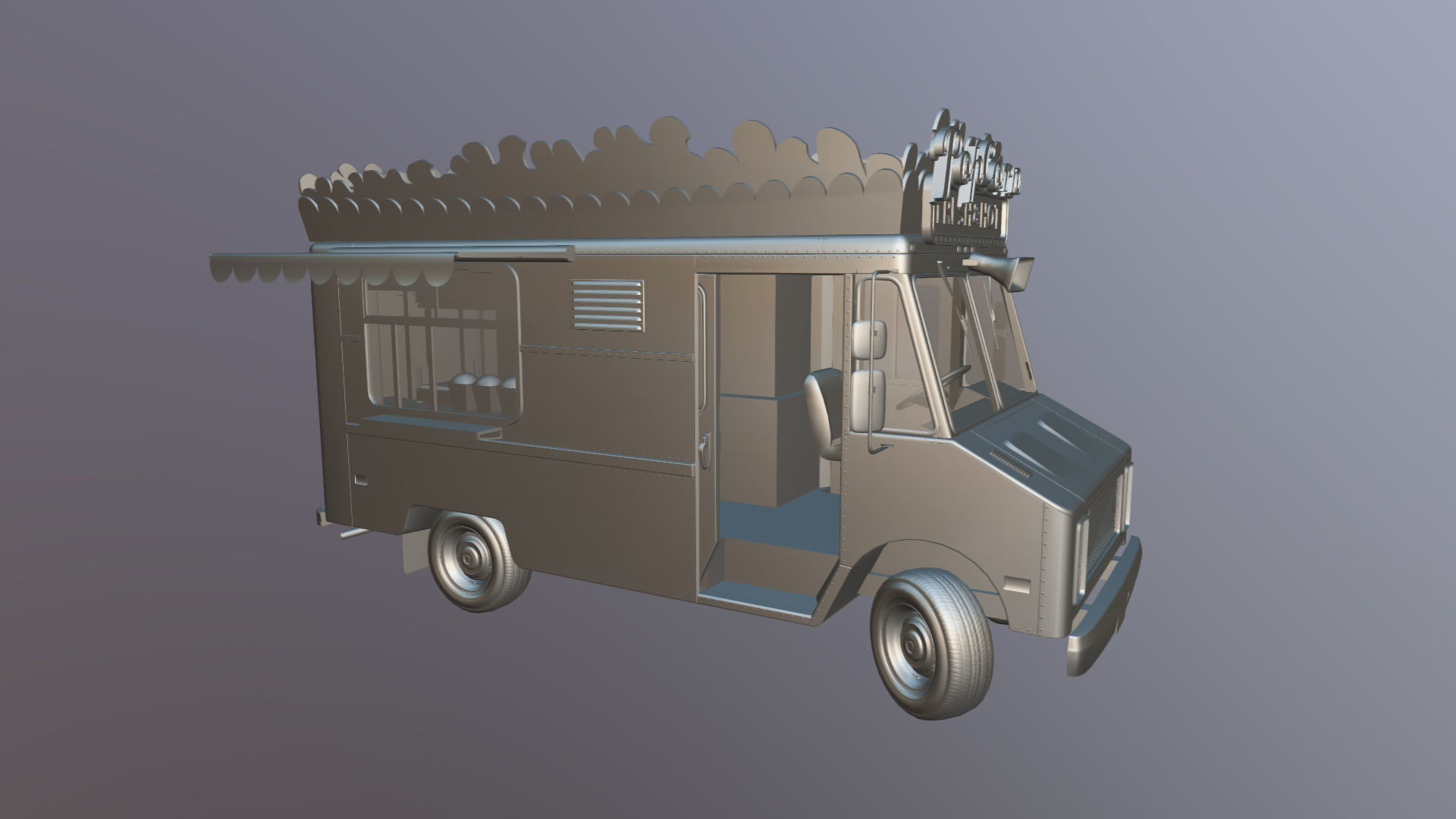 PopCorn Food Truck Low-poly 3D model_40