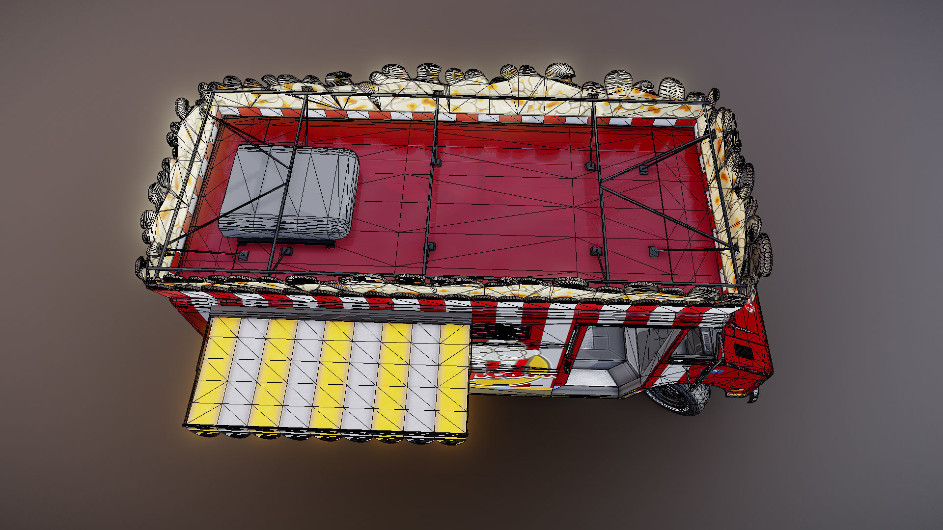 PopCorn Food Truck Low-poly 3D model_36