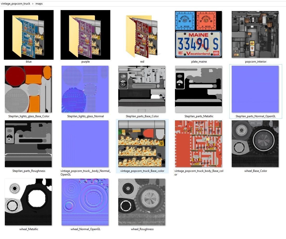 PopCorn Food Truck Low-poly 3D model_55