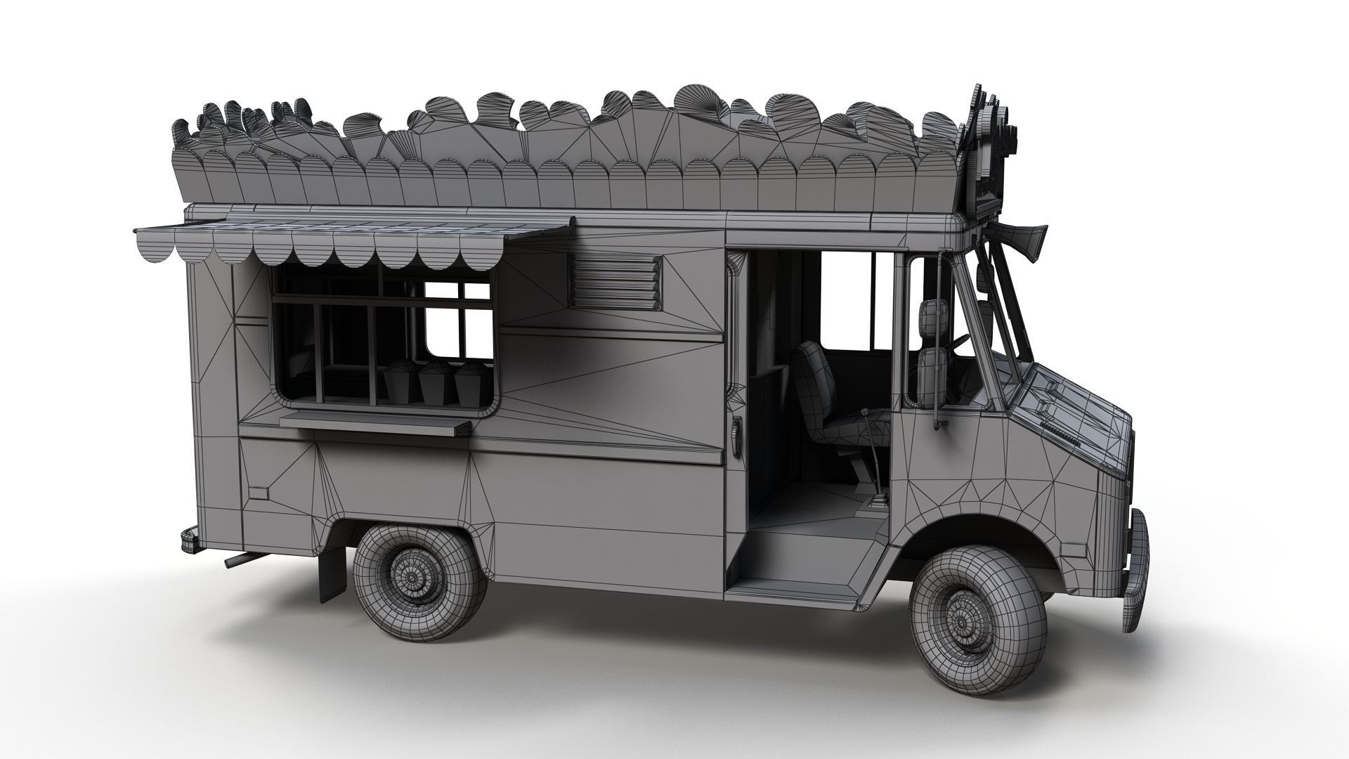 PopCorn Food Truck Low-poly 3D model_17