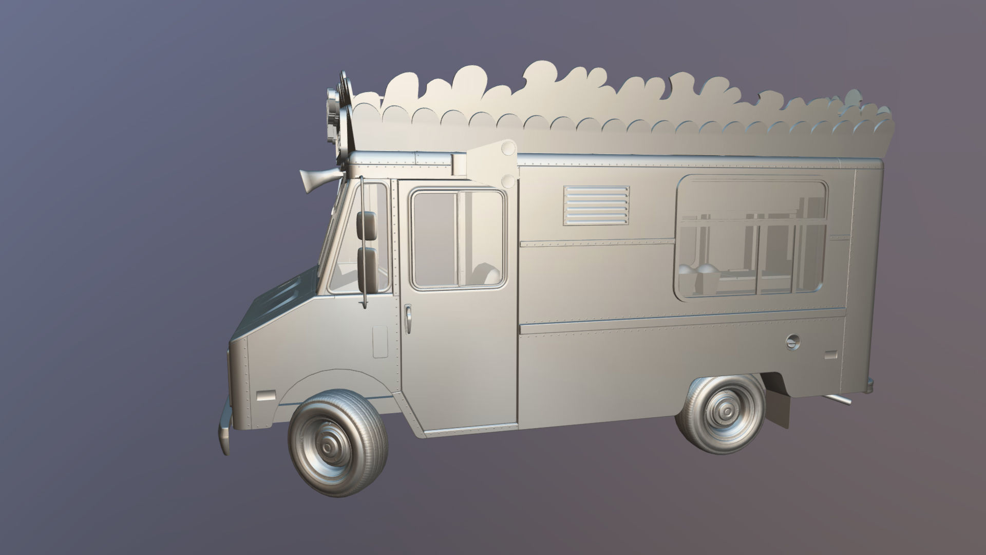 PopCorn Food Truck Low-poly 3D model_41