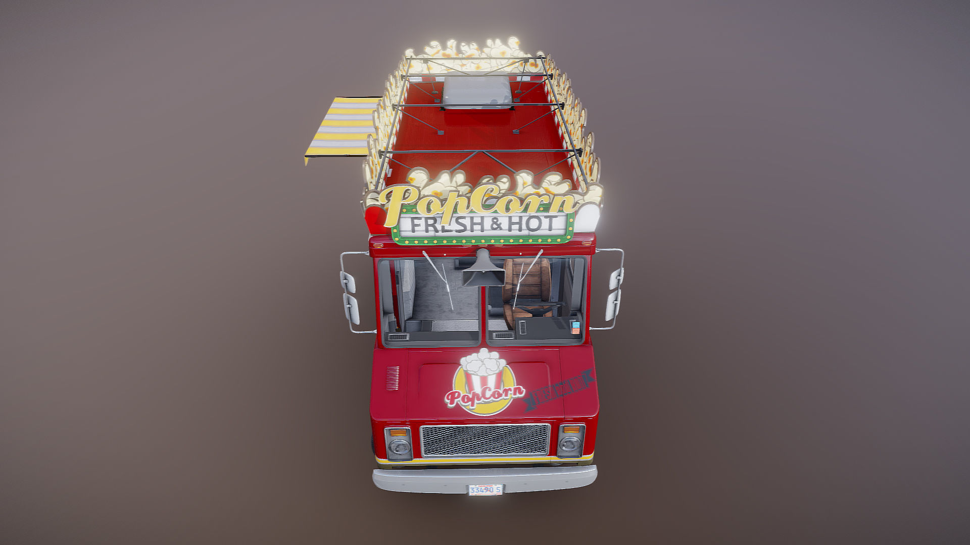 PopCorn Food Truck Low-poly 3D model_30