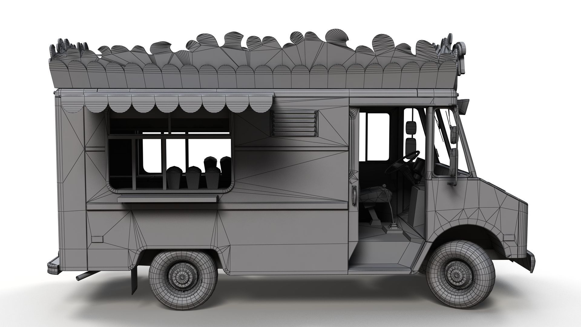 PopCorn Food Truck Low-poly 3D model_22