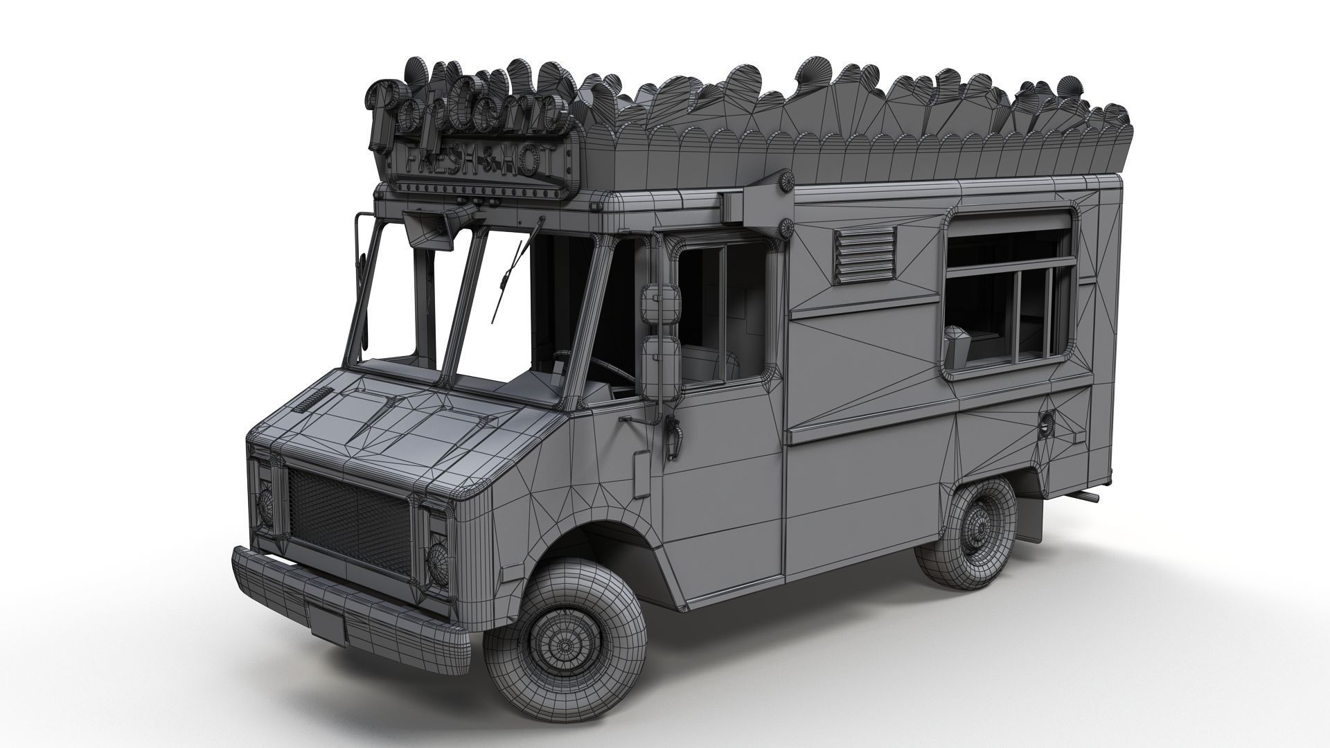 PopCorn Food Truck Low-poly 3D model_15