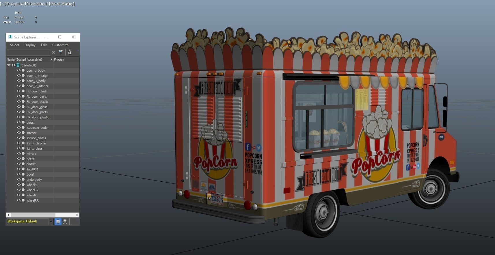 PopCorn Food Truck Low-poly 3D model_44