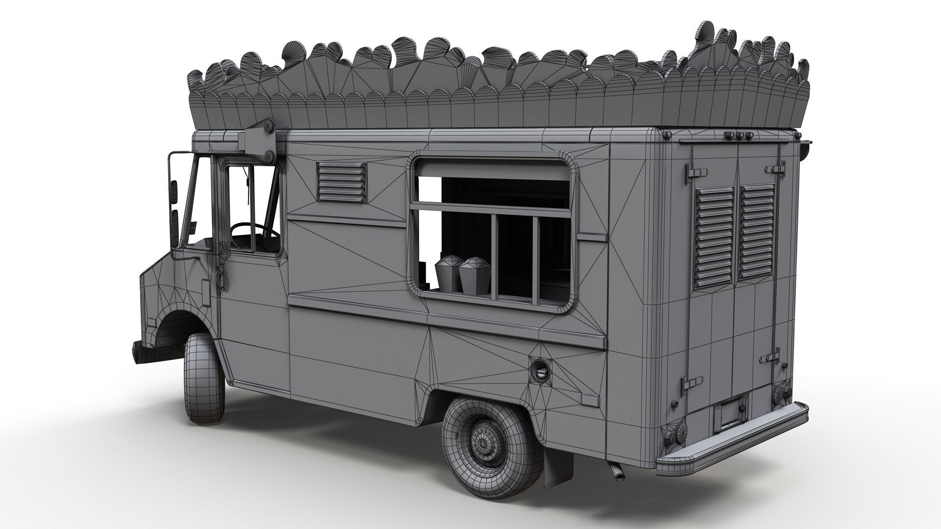 PopCorn Food Truck Low-poly 3D model_18