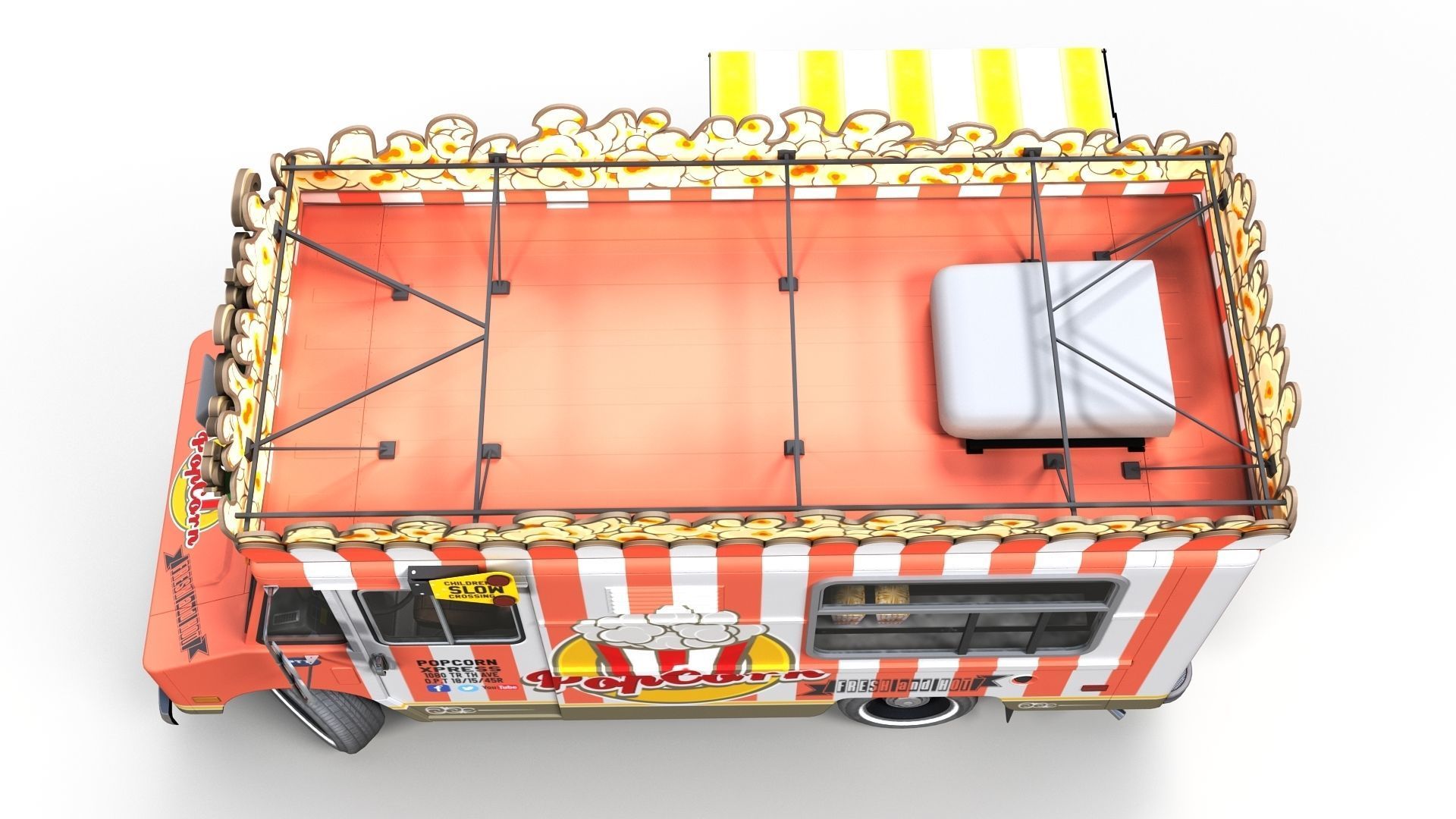 PopCorn Food Truck Low-poly 3D model_7