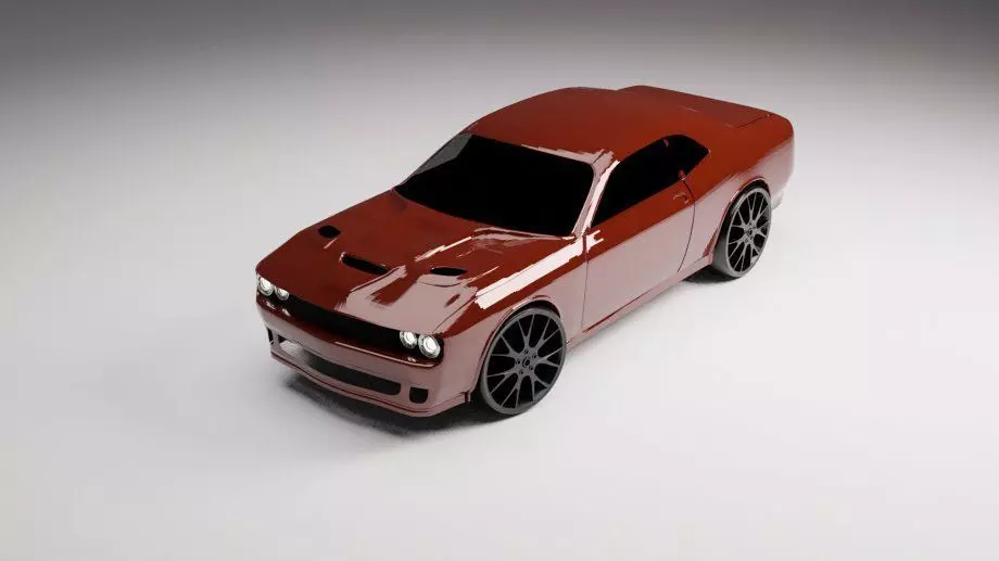 Challenger dodge Low-poly 3D model_0