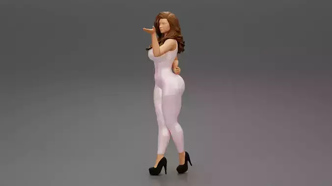 Young Woman With Perfect Body Wearing Bodysuit and high heels