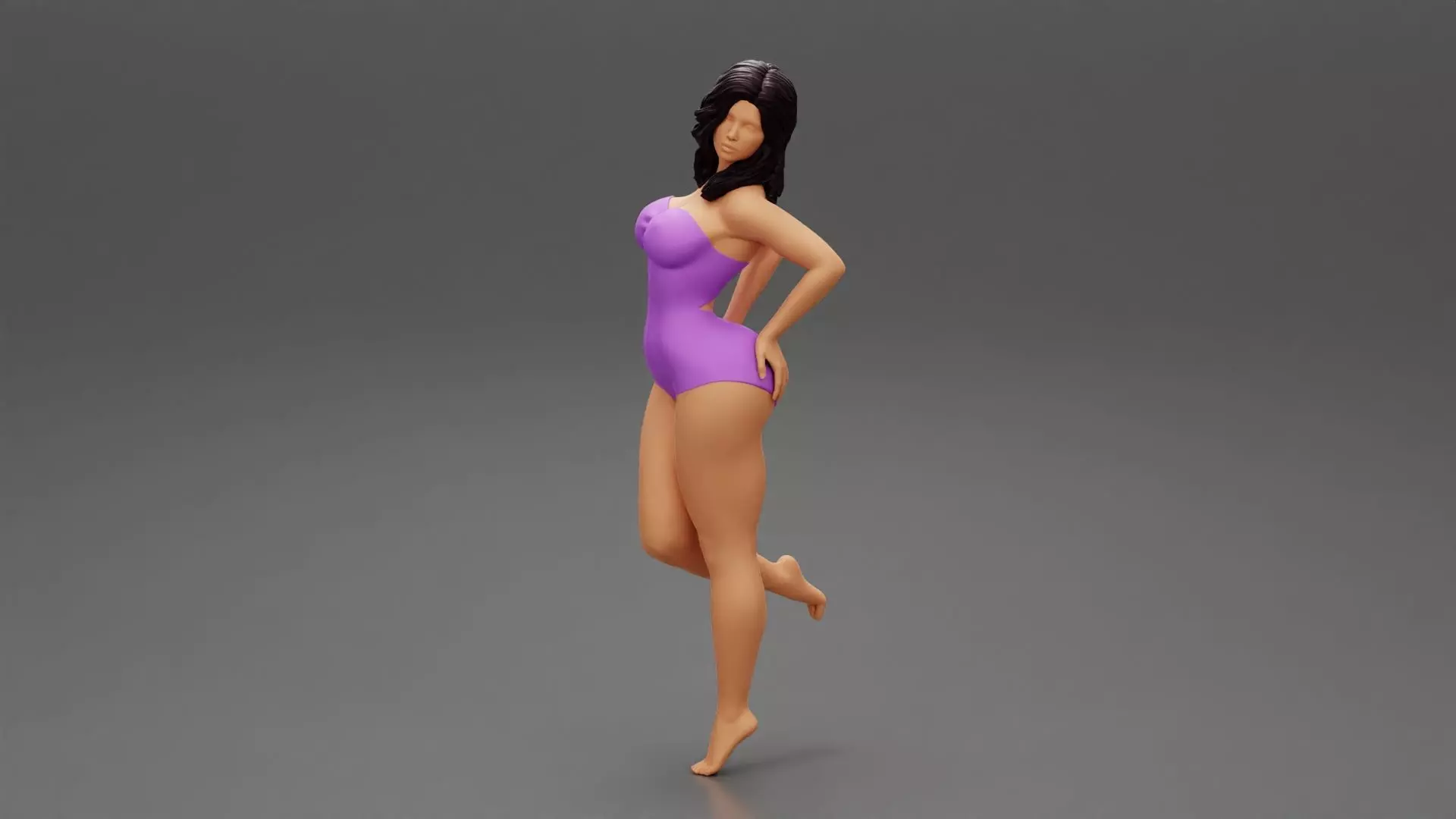 Woman in Swimsuit Standing with Her Arms Raised To Her Hip 3D print model