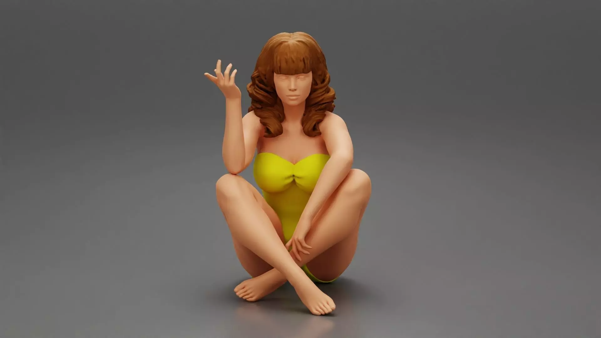 woman wearing sitting in the beach 3D print model