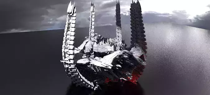 Dreadnaught Ship Wreck Spine 2 Towers  3D model