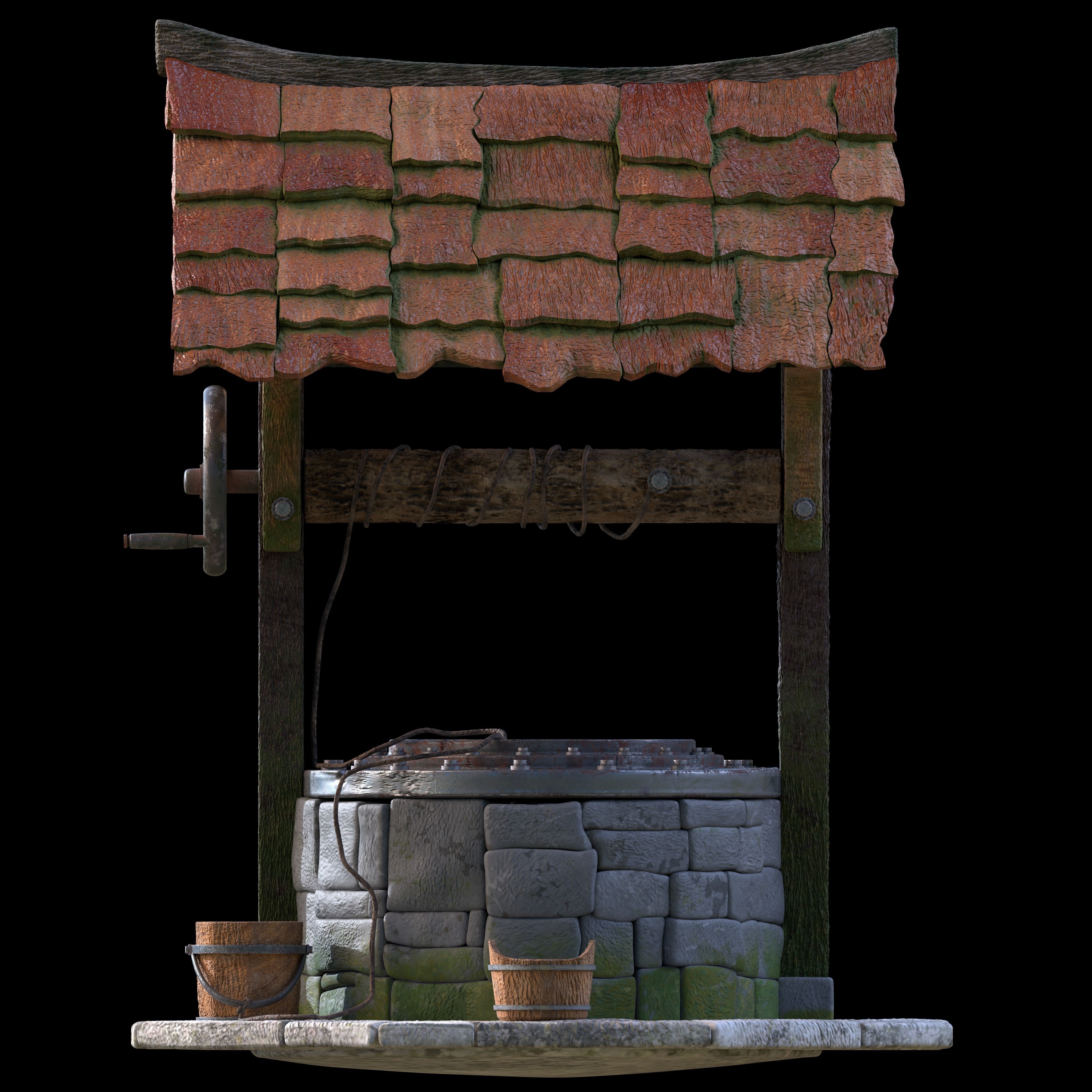 WELL MEDIEVAL FAN ART Low-poly 3D model_2