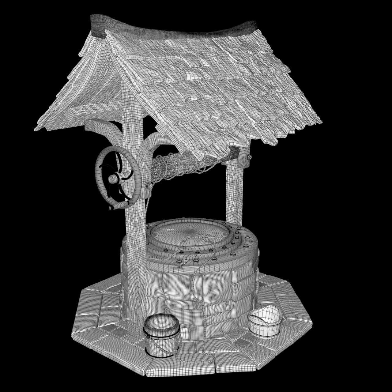 WELL MEDIEVAL FAN ART Low-poly 3D model_9