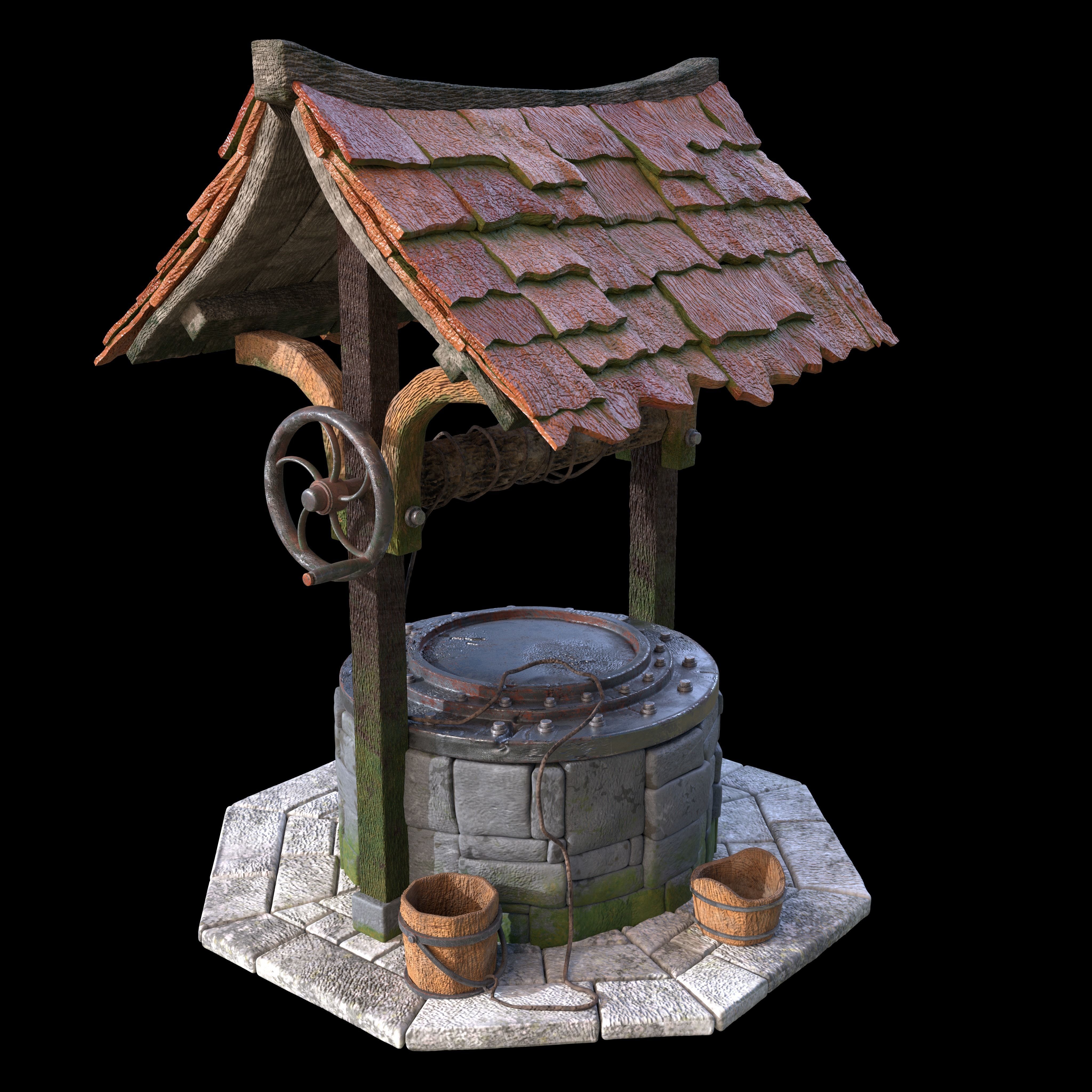 WELL MEDIEVAL FAN ART Low-poly 3D model_1