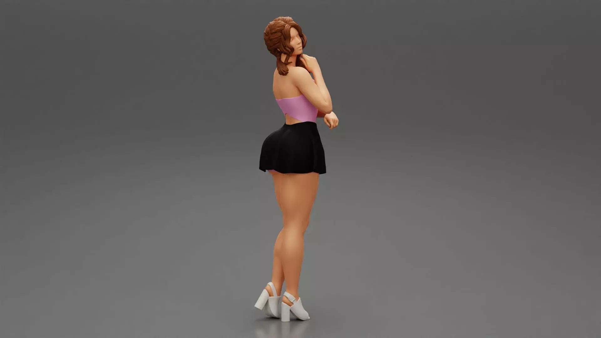 Attractive Young Woman Wearing Mini Skirt and heels 3D print model